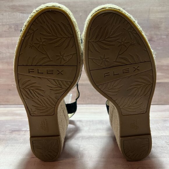 Black Suede Peep Toe Wedge Sandals By LifeStride Flex Memory Foam- Size 8W - Picture 6 of 8